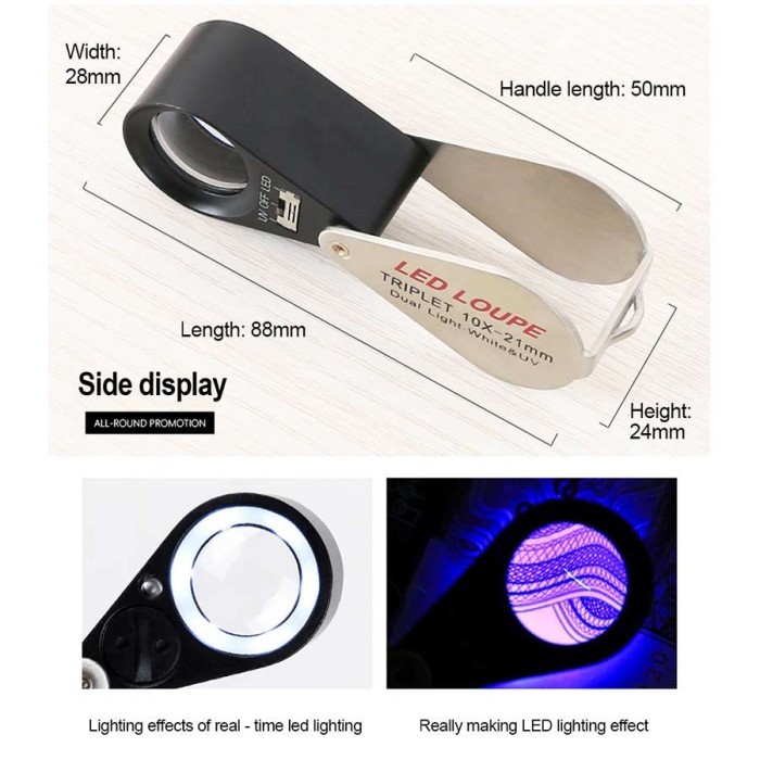 

Bricks - Triplet Led Uv 10X 21Mm Ag80 Sp / Kaca Pembesar Lipat Saku Loupe / Lup