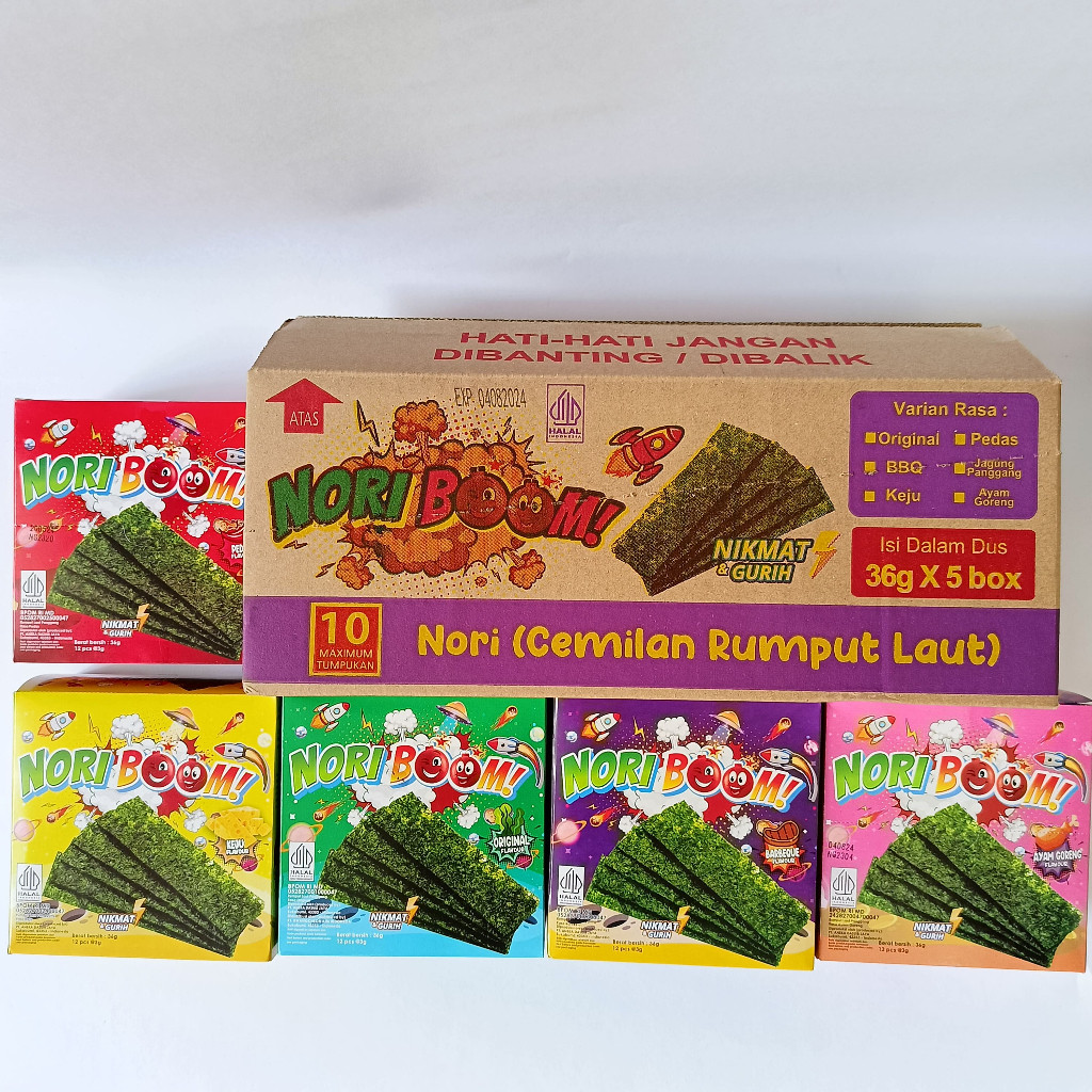

Andrianbijaksana Nori Boom Snack Rumput Laut 5 Rasa Halal