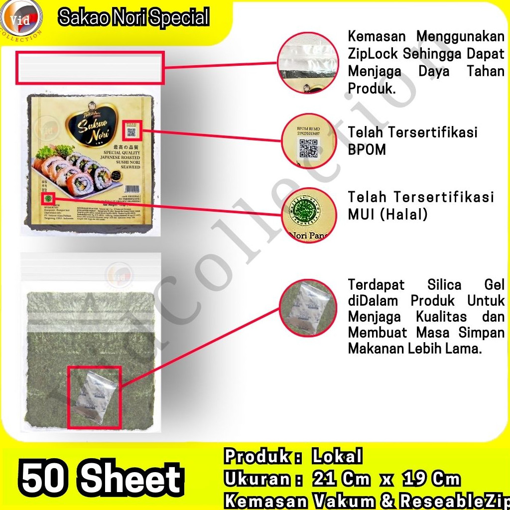 

Andrianbijaksana Sakao Yaki Sushi Nori Rumput Laut Roasted Seaweed Isi 50 Lembar