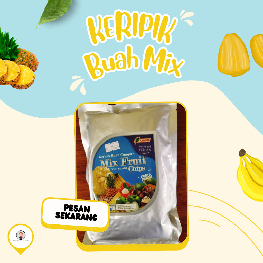 

Andrianbijaksana Keripik Mix Buah Kemasan / Kripik Mix Buah 100 Gram - Ampiran Camilan Djowo