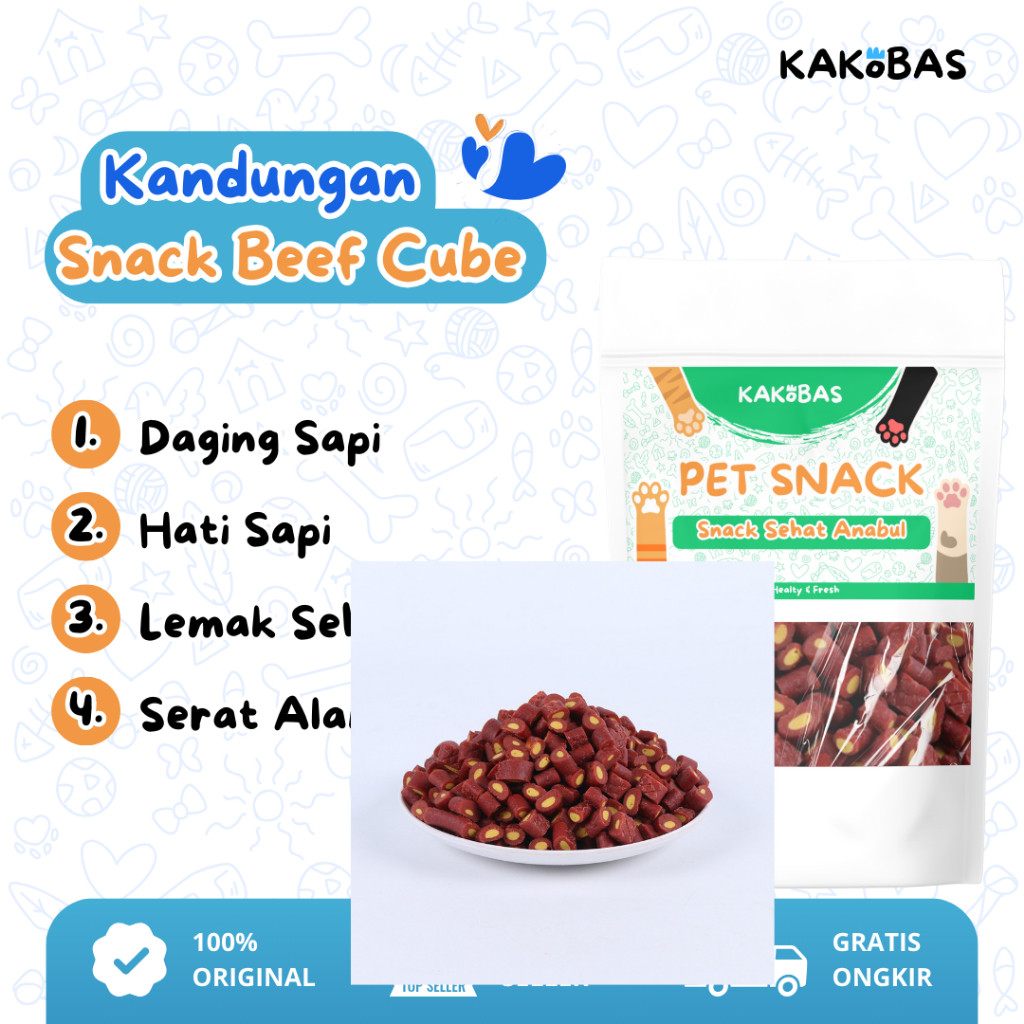 

Andrianbijaksana Kakobas Beef Cube Cemilan Anjing 100Gr - Snack Daging Sapi Cube Untuk Anjing