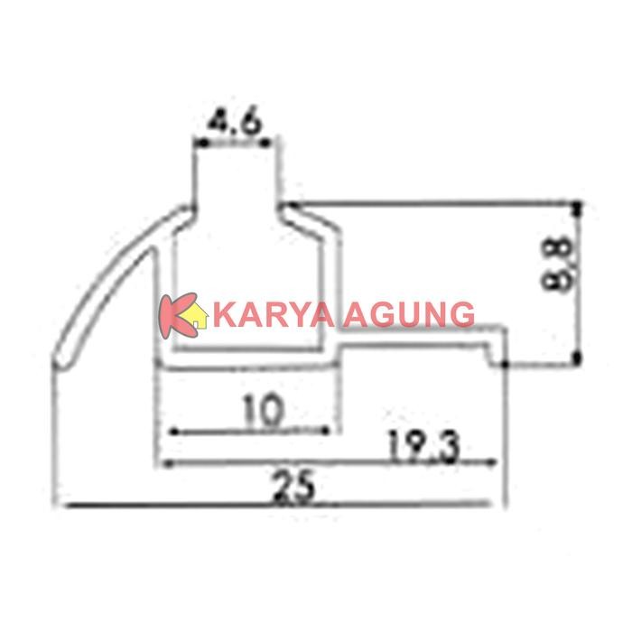 PREMIUM Rel Pintu Lemari Sliding Timbul 3 meter Tipe 380 [PER BATANG] / Rel Lemari Kayu Aluminium