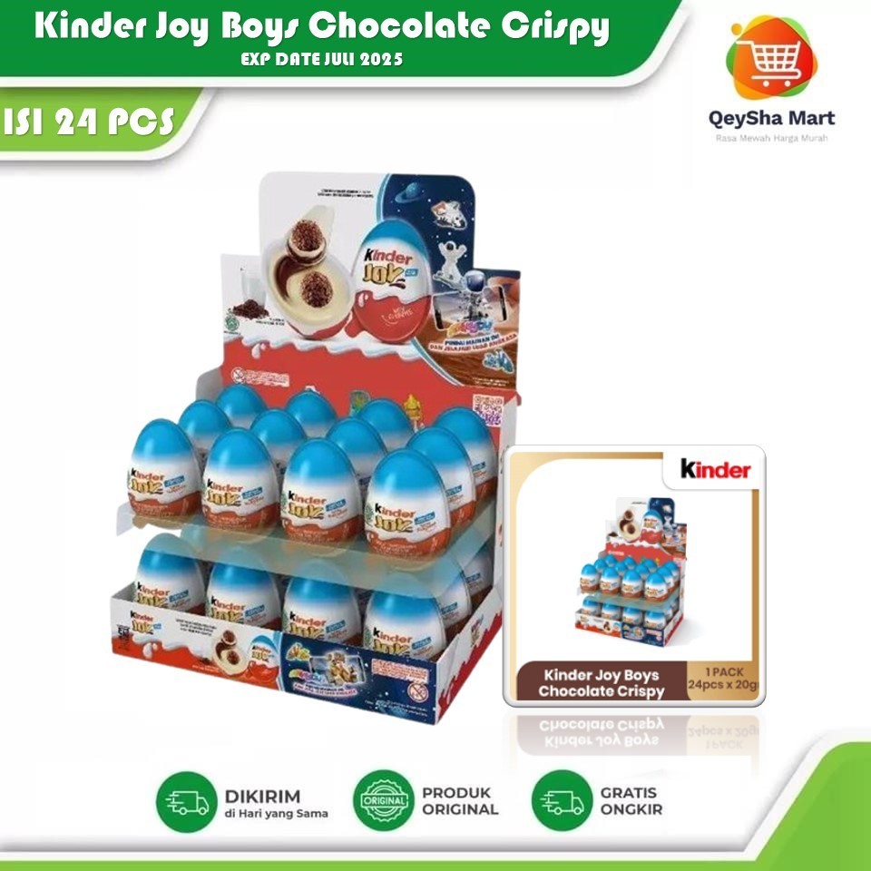 

Andrianbijaksana Kinder Joy Boys Original 1 Box Isi 24Pcs Coklat & Mainan Halal Exp Agustus 2025