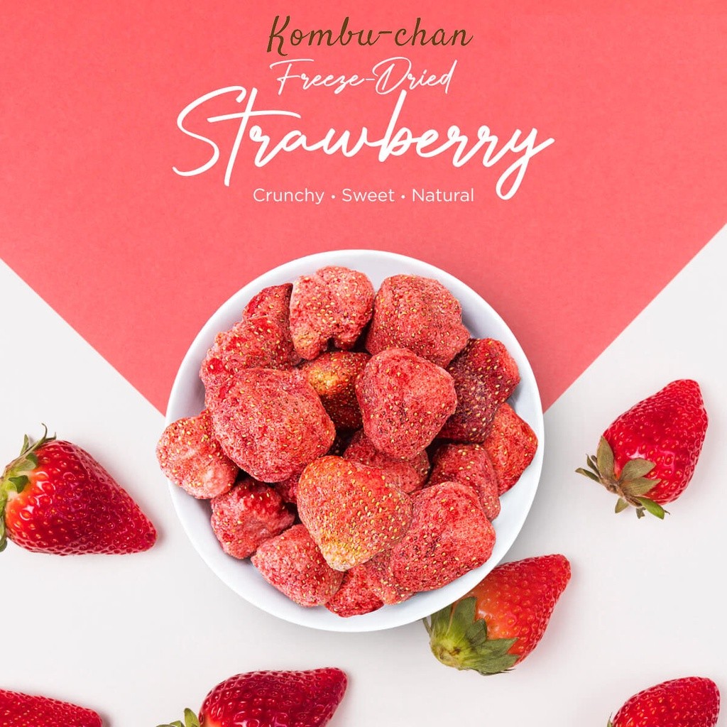 

Andrianbijaksana Freeze Dried Fruit Whole Strawberry / Strawberry Kering Snack, Topping Oatmeal,