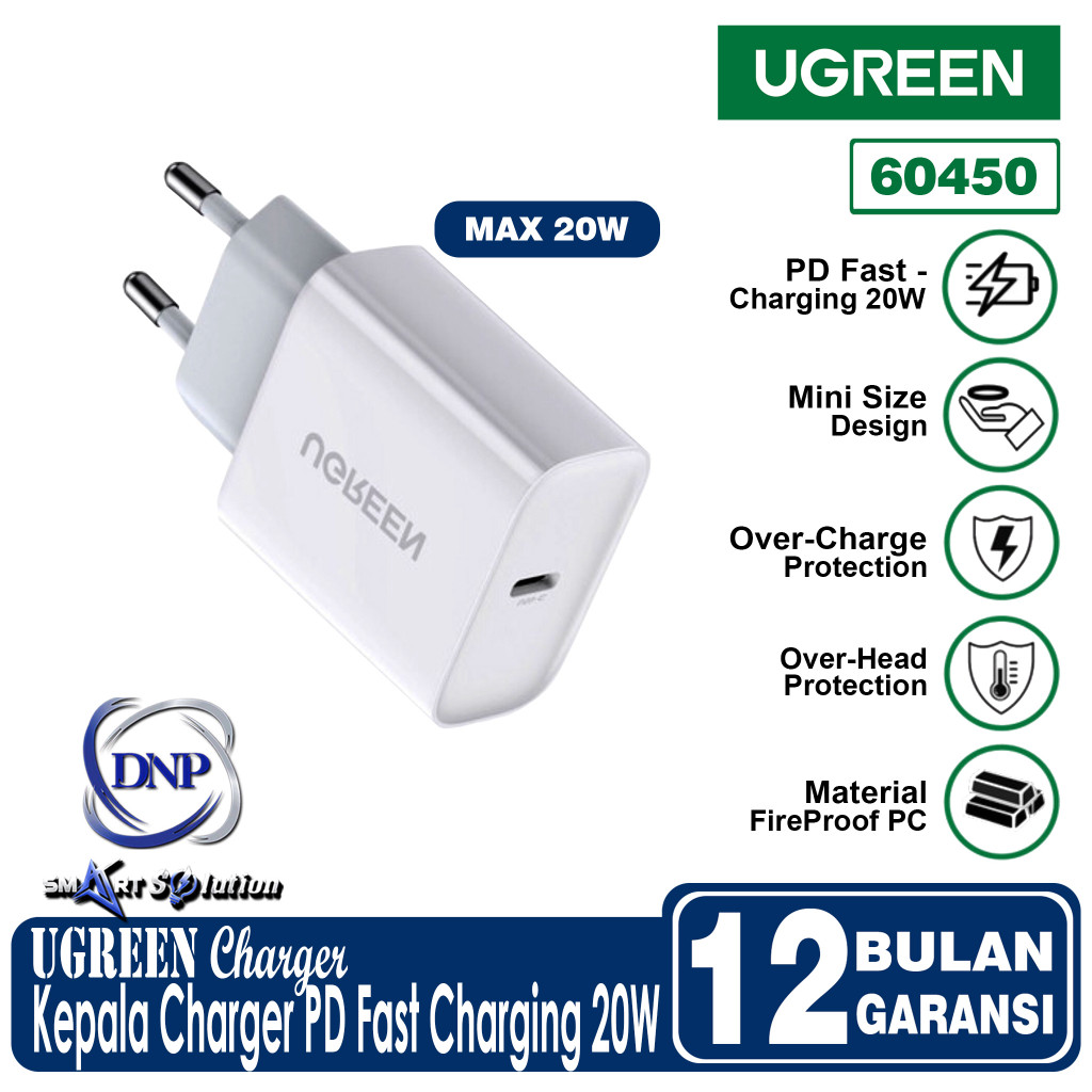 UGREEN Kepala Charger Set 20W + Kabel Lightning MFi Fast Charging PD