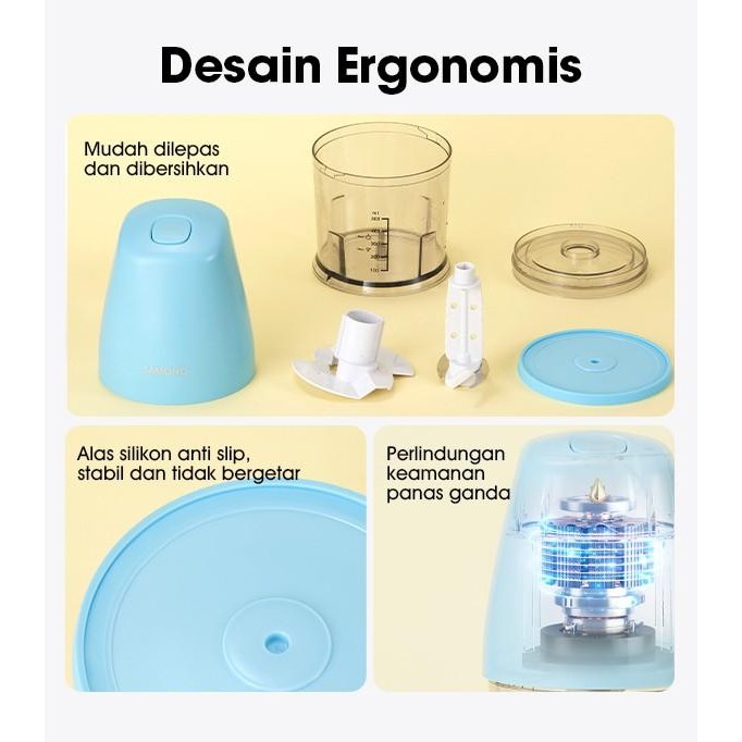 Samono Food Chopper Meat Grinder Blender Penggiling Daging Bumbu C180