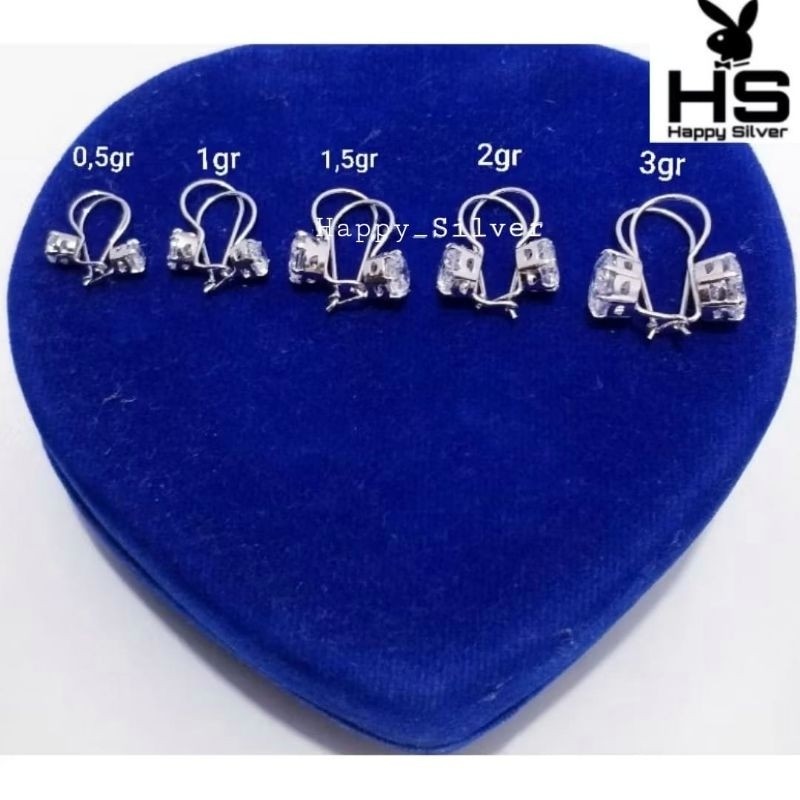 Anting Perak Asli Silver 925 Lapis Emas Putih Anting Desi 0,5Gram/1Gram/1,5Gram/2Gram - Anting