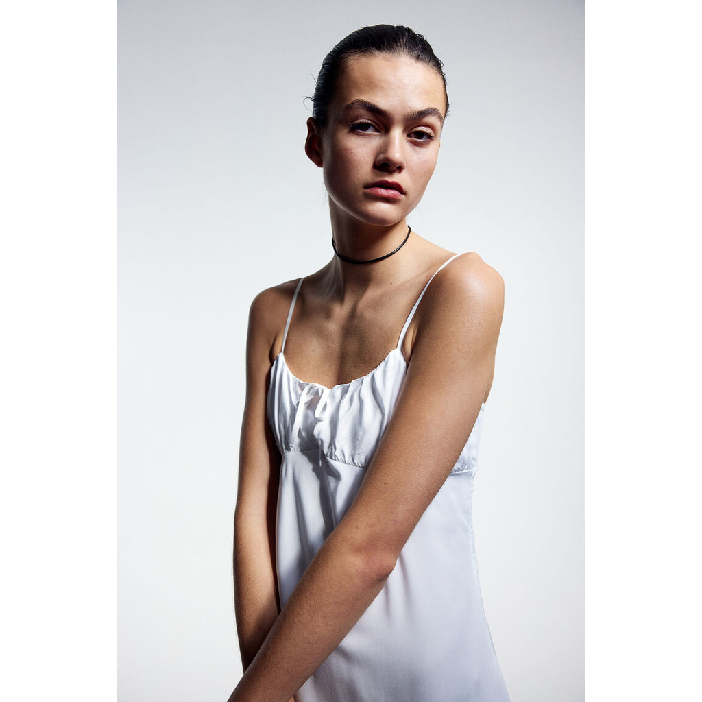 H&M Tie-detail strappy dress Short dress in an airy viscose weave with narrow, adjustable shoulder s