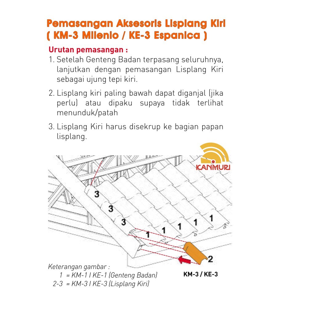 Lisplang Kiri Natural Kanmuri Espanica Aksesoris Genteng Keramik Berglazur