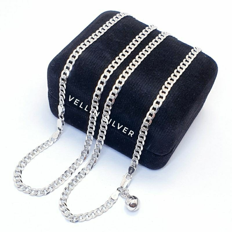 Gelang Kaki Perak Wanita 925 Lapis Emas Putih - Gelang Kaki Silver Model Sisik Naga Ukir