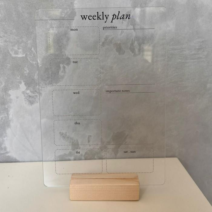 

Weekly Planner Acrylic Free Wood Stand + Marker Aesthetic Planner #Gratisongkir