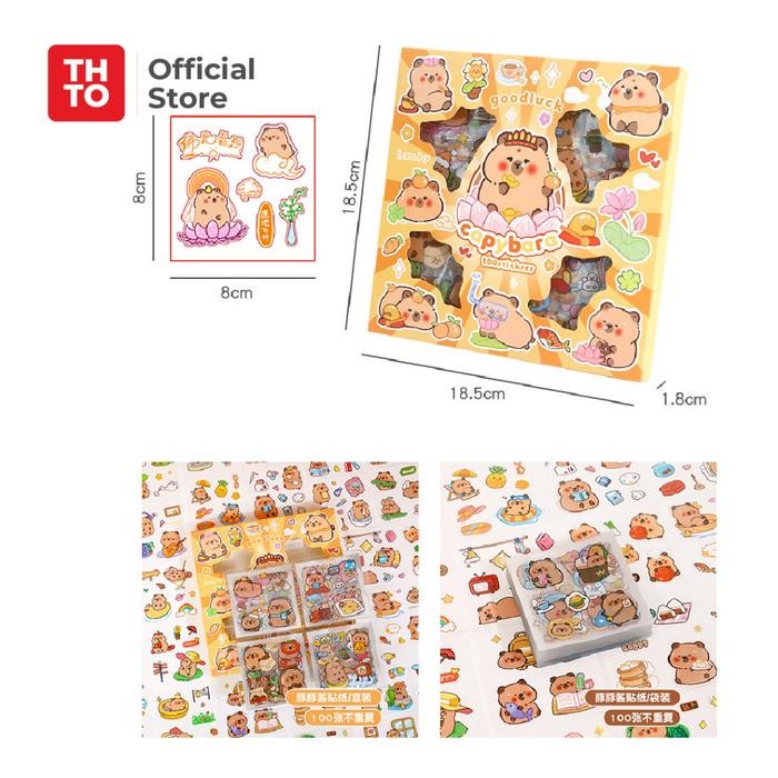 

Thto Sticker Set Sticky Paper Kertas Cute Capybara 100 Pcs Note Memo Koreksi Stationery Lucu A142
