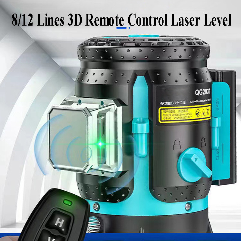 Remote Laser Level 12 Line 3D Blue Laser Beam High Precision Laser Line Level 360 Roating Laser