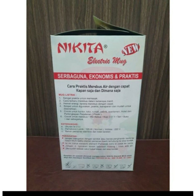 TEKO LISTRIK PLASTIK NIKITA UKURAN 2 LITER