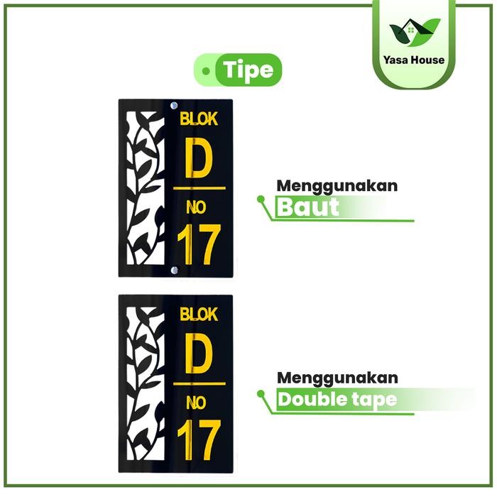 Plat Rumah Custom / Nomor Rumah Custom/Plat Rumah Type Daun/Akrilik