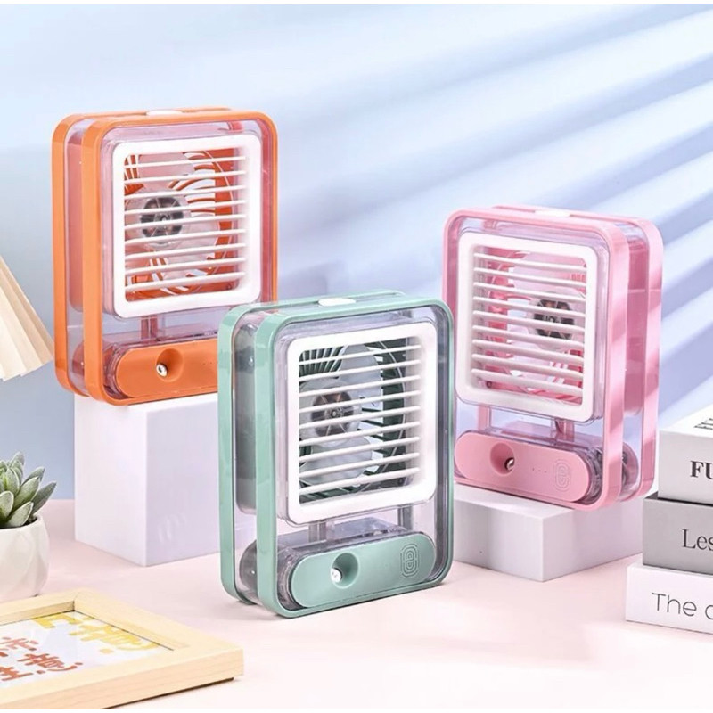 AC Mini Portable LED Fan Humidifier Air Cooler Recharging / Bisa di Cas Super Dingin