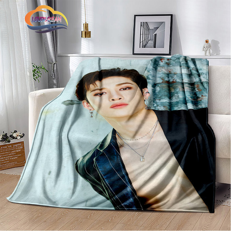Selimut Flanel Anak Laki-laki KPOP Baru Selimut Lempar Bang Chan untuk Tempat Tidur Sofa Selimut Han