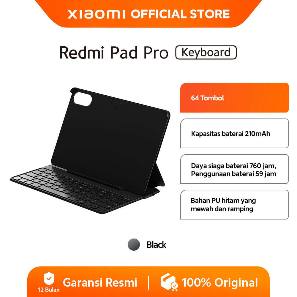 Redmi Pad Pro Keyboard 64 Keys Kapasitas Baterai 210 mAh [ Official Store ]