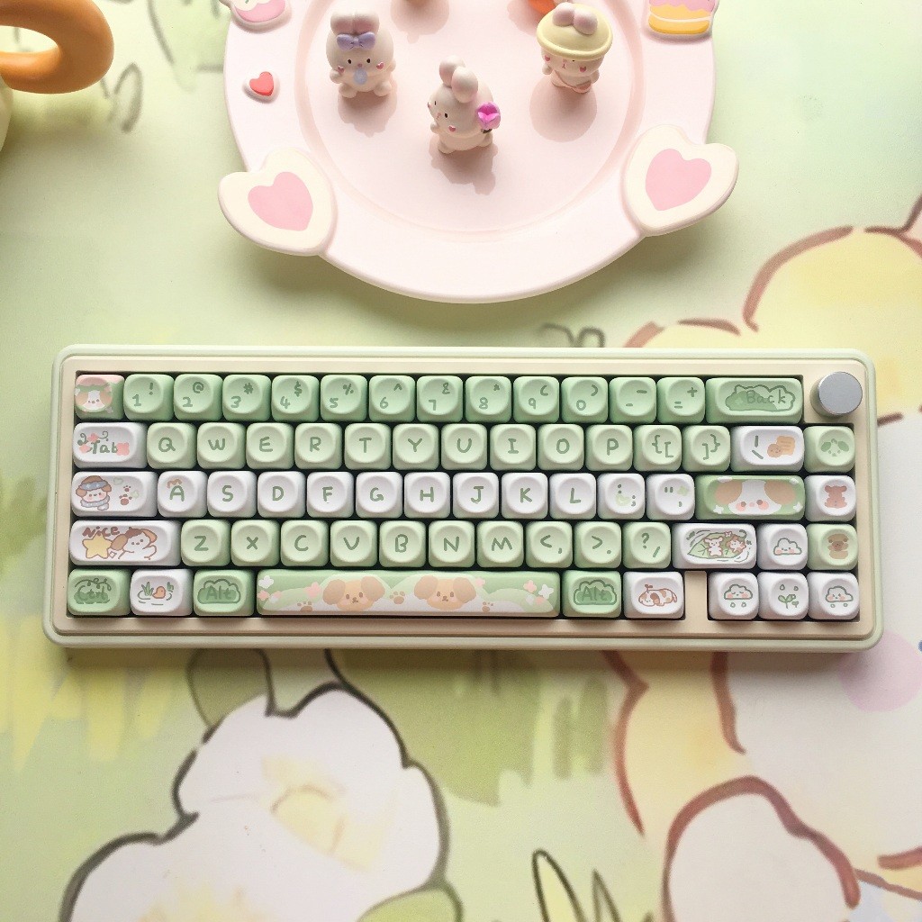ZIFRIEND Matcha Dog Keycaps PBT Dye-sublimated MOA Height 95 Keys Spherical Keycaps