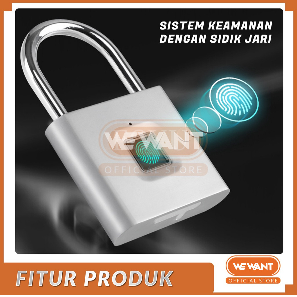 WEWANT Gembok Fingerprint Kunci Koper Pagar Pintu Anti Maling