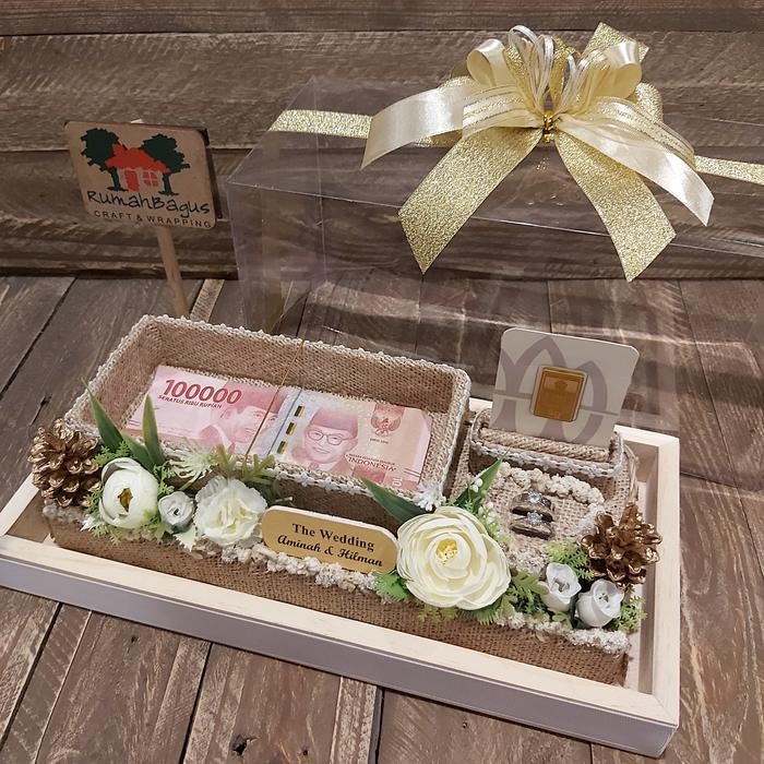 kotak mahar uang, cincin dan LM