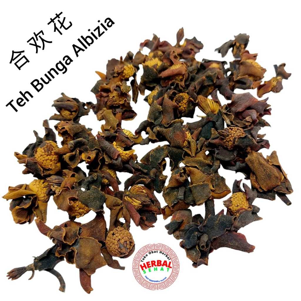 

25-100 Gram - He Huan Hua Teh Bunga Albizia - Natural Organic Julibrissin Chinese Flower Tea PREMIUM