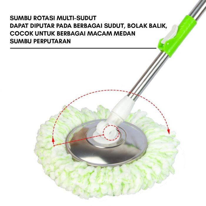 Baru Set Alat Pel Lantai Super Mop Putar Alat Pel Otomatis Pel Stainless Pel Plastik - Spin Mop