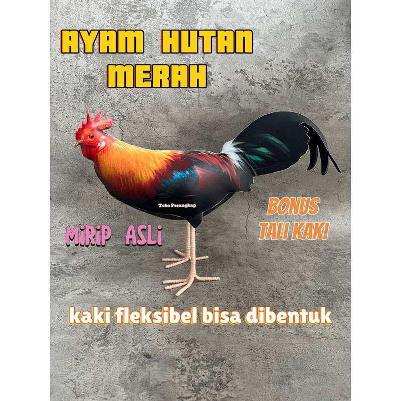 Patung Ayam Hutan Jantan Merah