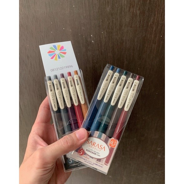 

Zebra Sarasa Clip 0.5 mm Gel Pen Bolpen Gel Vintage 5 Color Set