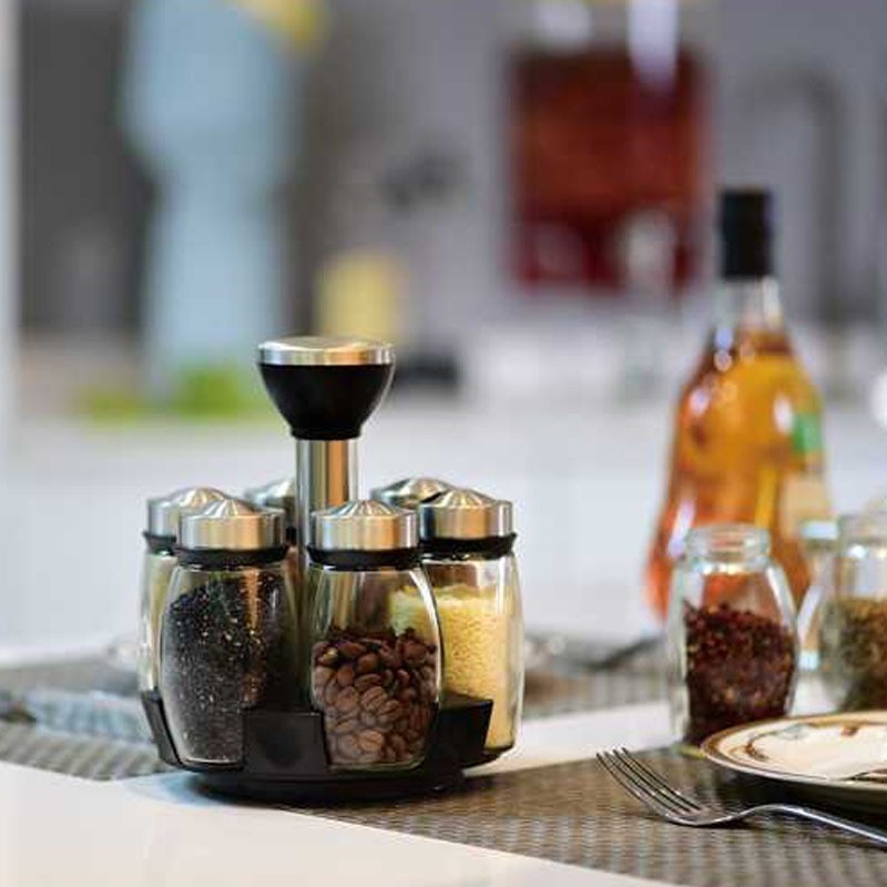 Tempat Botol Bumbu 7in1 Rak Bumbu Putar Tempat Bumbu Dapur Wadah Bumbu Toples Bumbu Putar Tempat