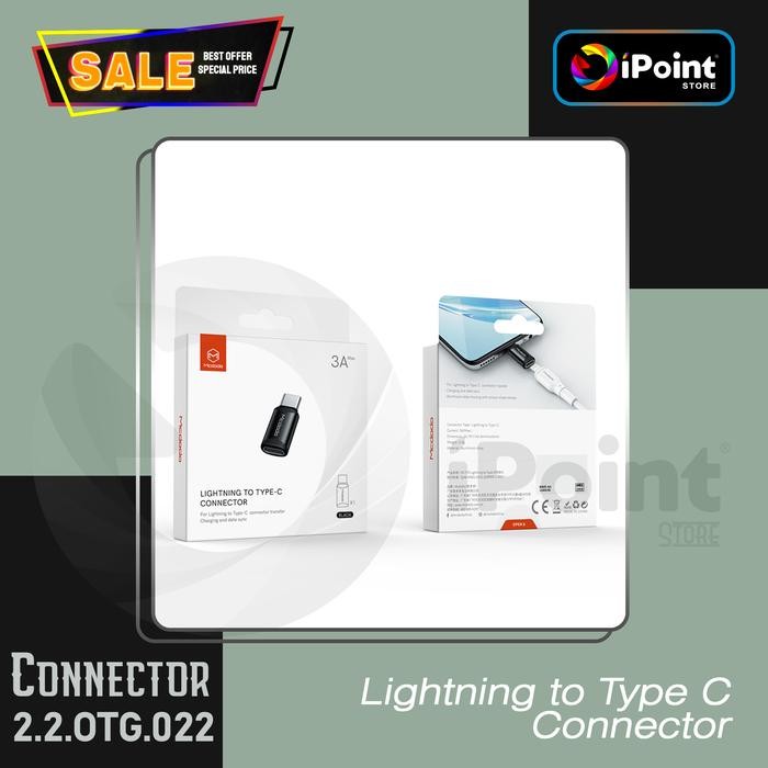 JTTOP" MCDODO CONNECTOR ADAPTER LIGHTNING TO TYPE C BLACK