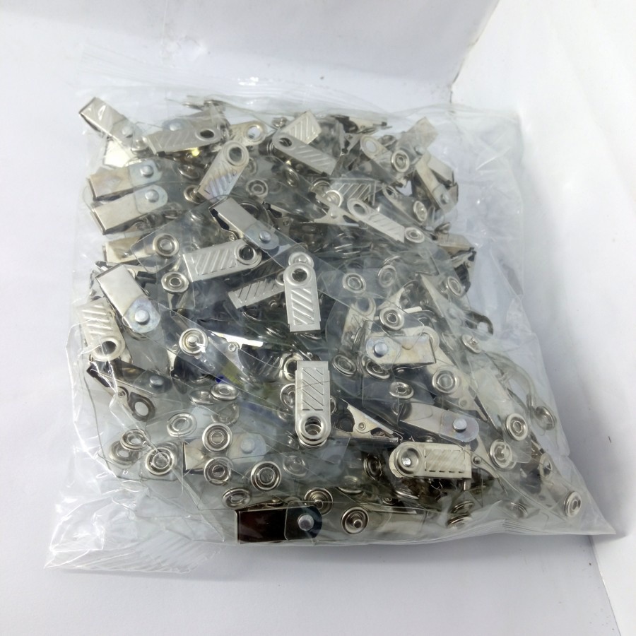 

Jepitan Nametag / jepitan id card / jepit garis / klip besi isi 100pcs