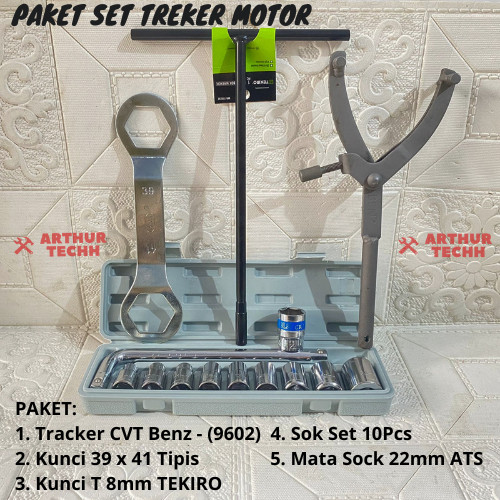TREKER CVT MOTOR MATIC KUNCI 39 41 + SOK SET + KUNCI T 8MM TEKIRO UNTUK SEMUA MOTOR MATIC