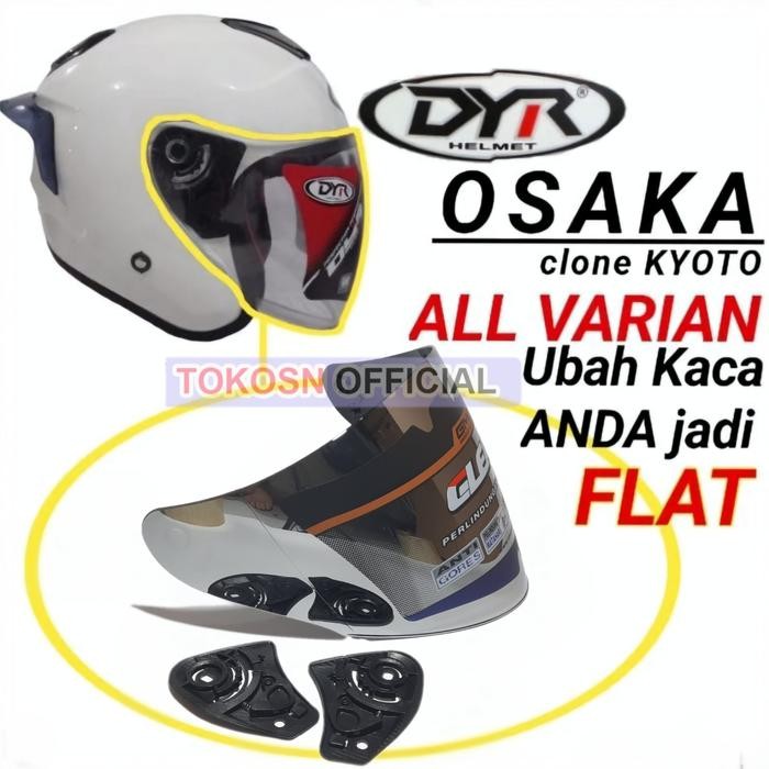 Kaca helm DYR OSAKA flat visor helmet DYR KYOTO bening hitam red gold blue