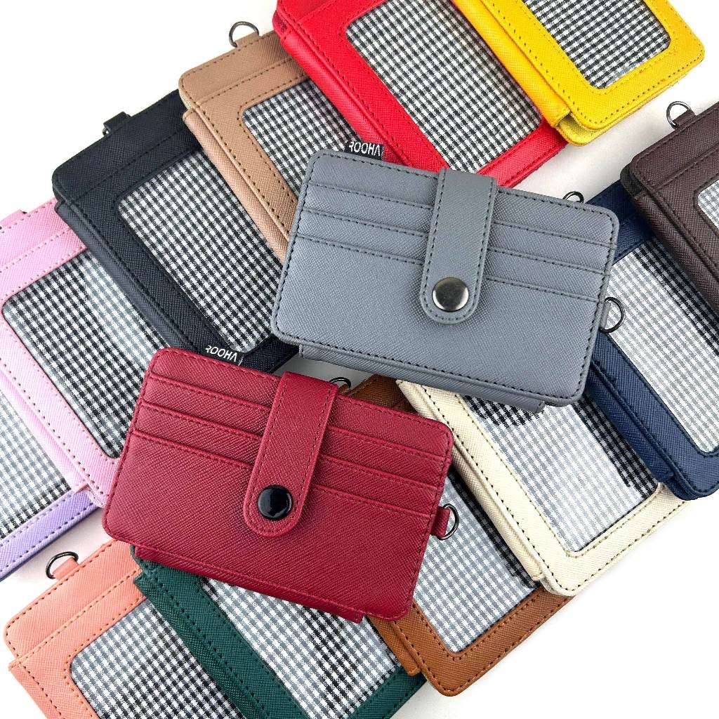 

Id card holder kulit imitasi name tag gantung dompet kartu kalung pria wanita