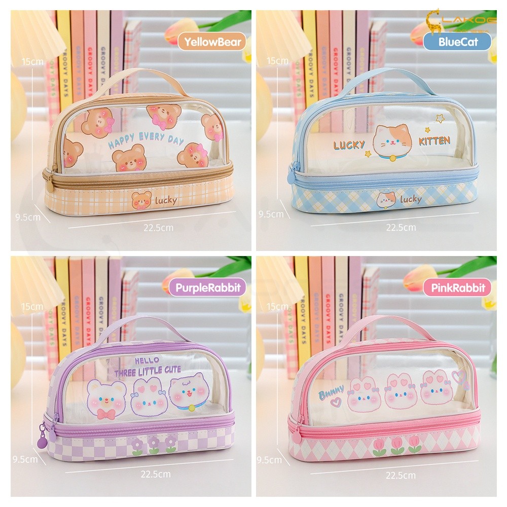 

Lakoe Tempat Pensil Transparan Berkapasitas Besar/Kotak Pensil Anak motif lucuStationery Box