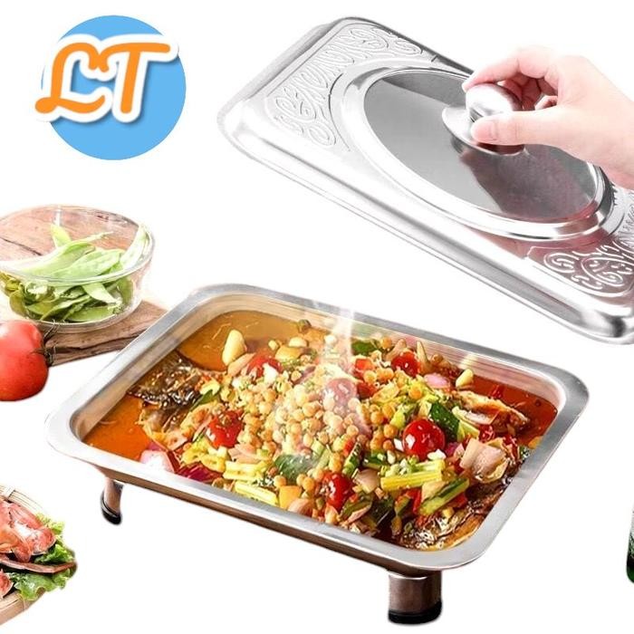 (LT.ID) PRASMANAN 4PCS FULL TUTUP KACA NAMPAN BAHAN STAINLESS STEEL PREMIUM