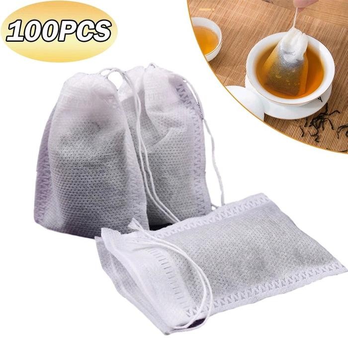 

100 PCS Kantong Saringan Teh Celup Kosong Teabag Kantong Seduh Rendaman Rempah Serbaguna -