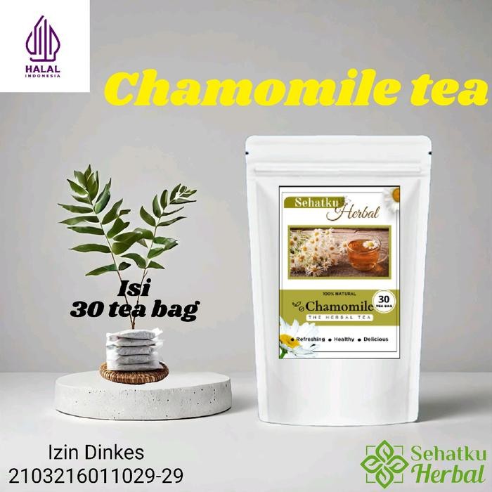 

Chamomile tea / Teh Herbal bunga chamomile / Tisane Infusion anti insomnia Organic Pack Minuman Air
