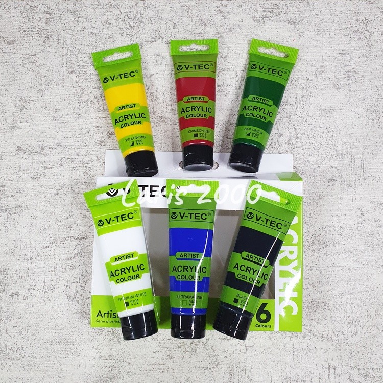 

Cat Akrilik / Acrylic Paint V-tec 35ml Set 6 pcs warna primer