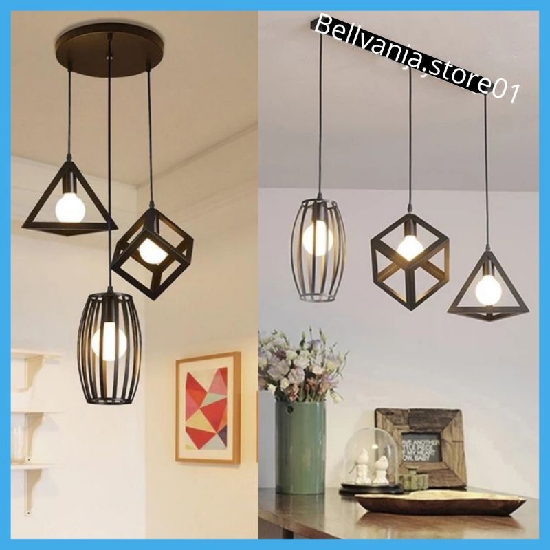 Bellvania Lampu Hias Gantung Minimalis Modern Plafon Ruang Tamu Cafe Kap Diamond Vintage Outdoor