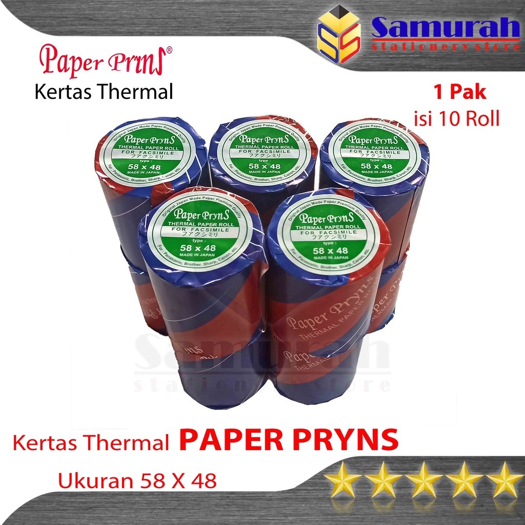 

Kertas Thermal PaperPryns 58 x 48 mm / Struk Kasir Roll 58x48 Paper Prins / Kertas Rol Print Mobile