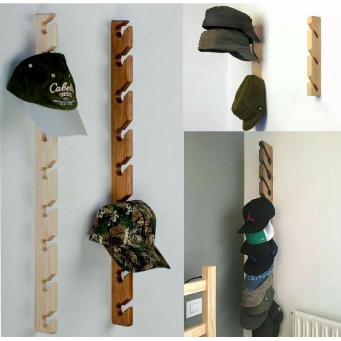 PREMIUM rak topi kayu/hanger/display topi/gantungan topi