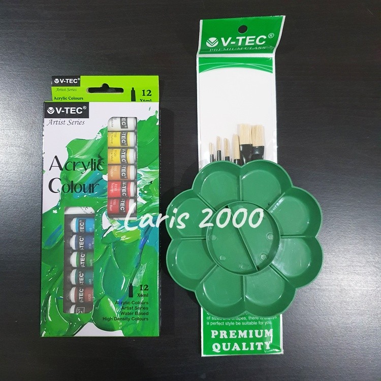 

Cat Akrilik 12/18 Warna + Palet + Kuas Lengkap