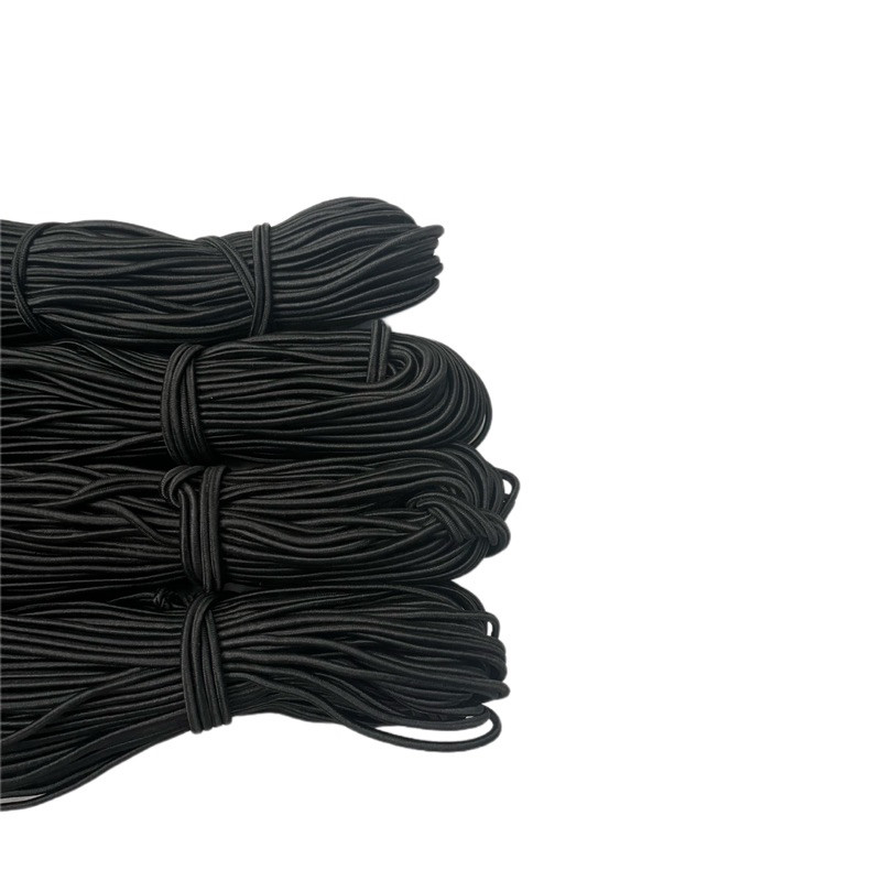 

Tali elastis hitam / tali string jaket / tali tenda / tali karet 2,5mm-3mm -+