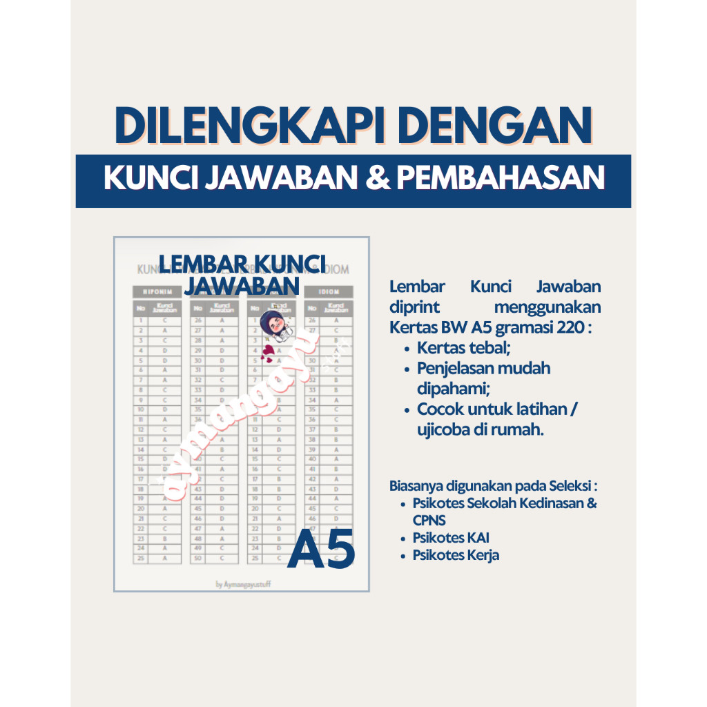 

PAKET TES VERBAL HIPONIM (KIASAN) & IDIOM (UNGKAPAN MAKNA) (A4)