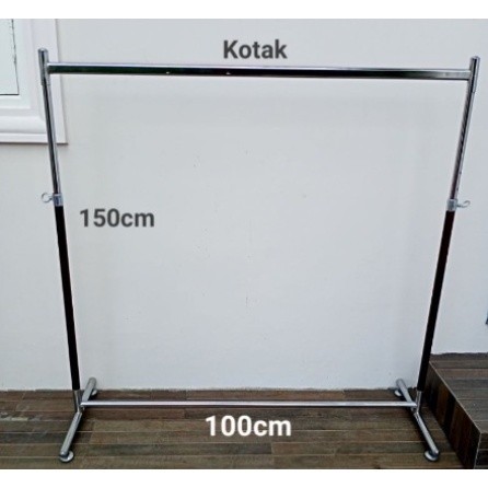 GANTUNGAN BAJU GAWANG KOTAK BULAT TARIK GAMIS DAN 4 ARAH PERLENGKAPAN TOKO BAJU BAHAN BESI CROME