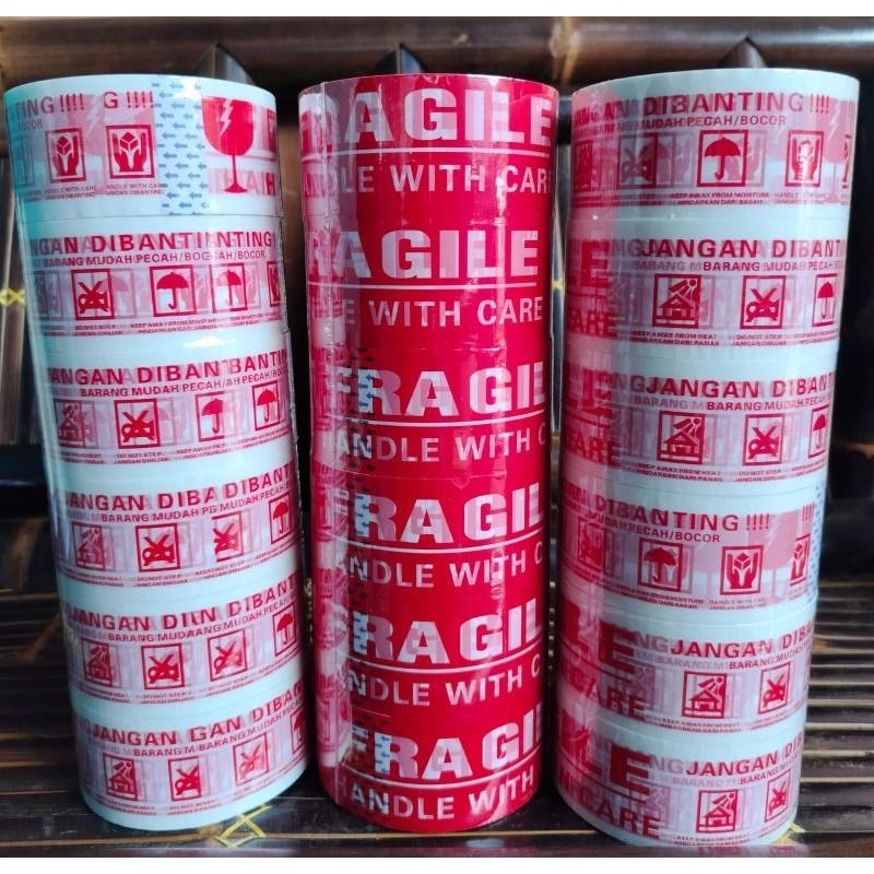 

LAKBAN FRAGILE 6PCS 100YARD & 72YARD LAKBAN JANGAN DIBANTING LAKBAN MERAH LAKBAN UNBOXING