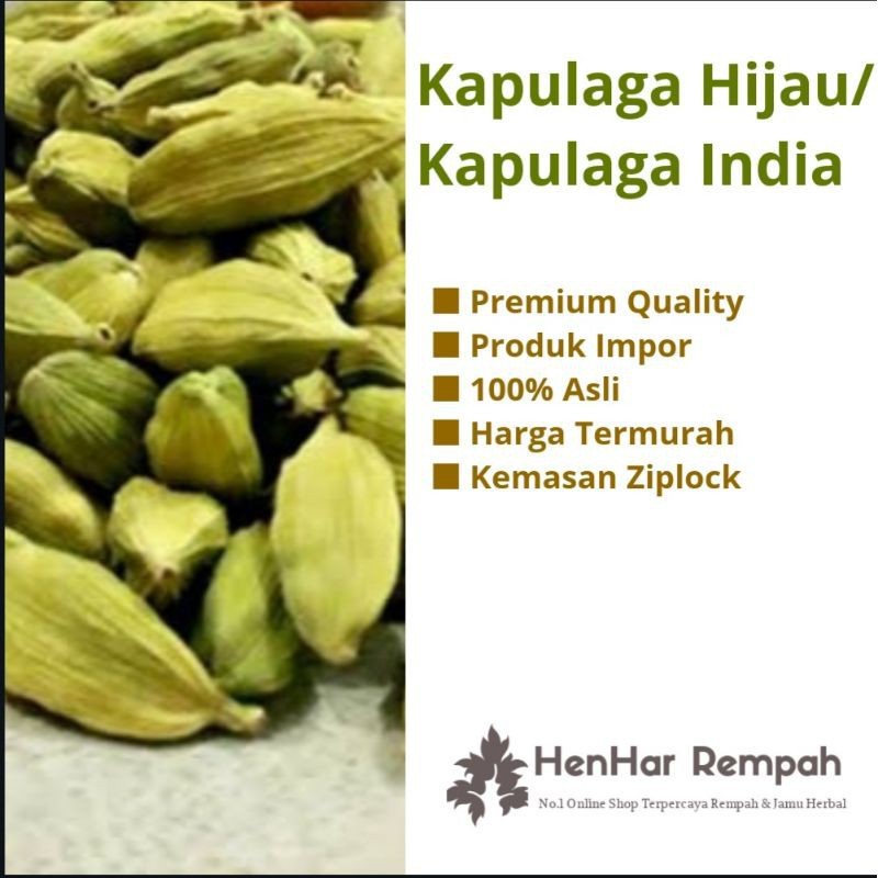 

[50 Gram] Kapulaga Hijau / Kapulaga India / Green Cardamon kualitas bagus Impor