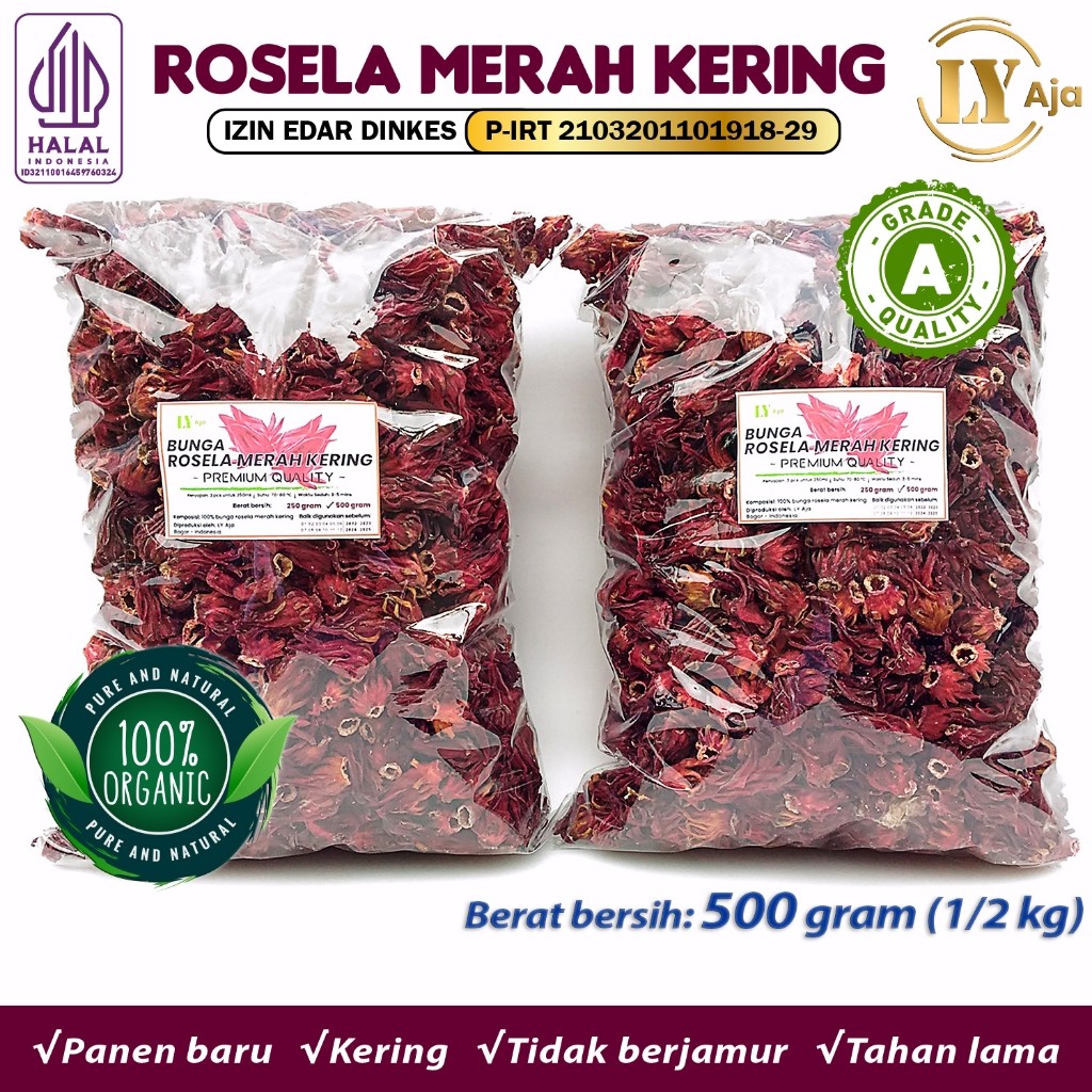

WHYN!! Teh Bunga Rosella Merah Rosela Ungu 500 gram LY Aja Kering Grade A